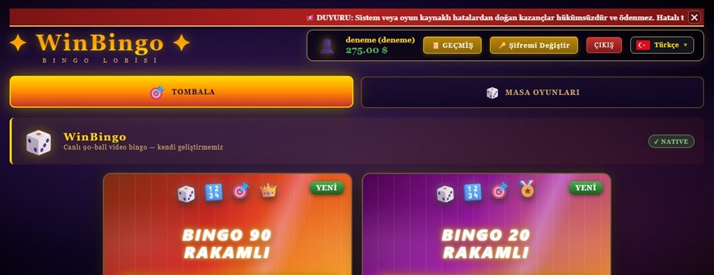 Winbingo1.com kiralık tombala ve bingo sistemi
